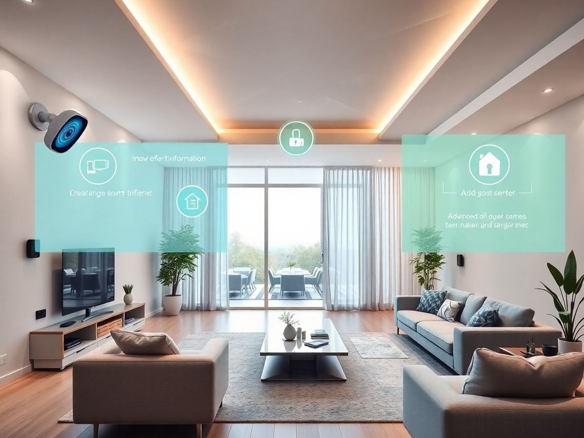 Casa smart modernă cu dispozitive de securitate avansate.