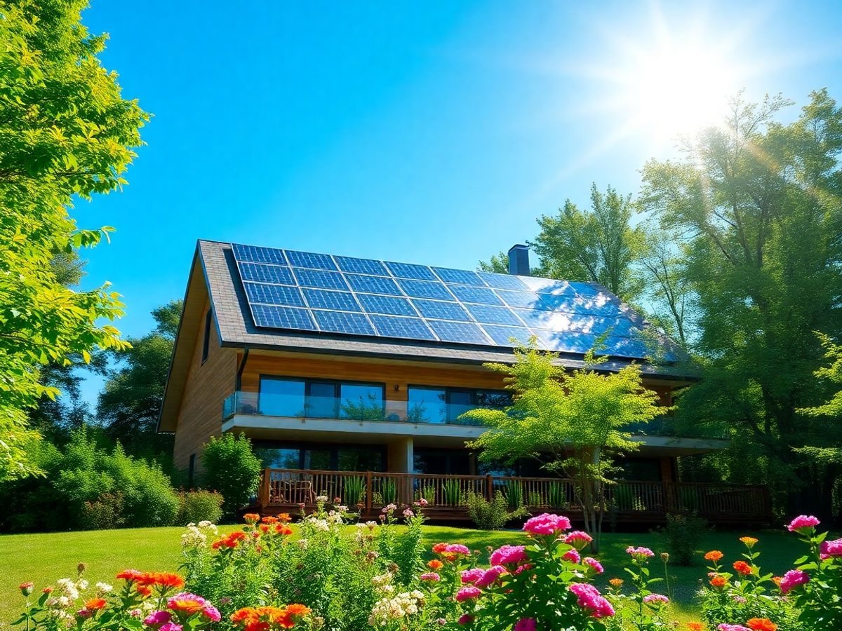 Casă verde modernă cu panouri solare